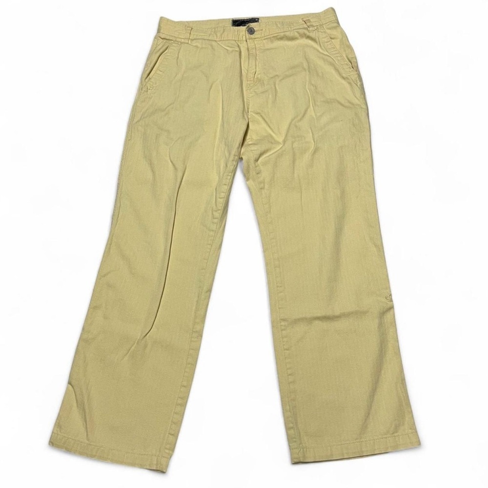 Oakley Mens Y2K Loose Fit Yellow Chino Pants Embroidered Logo Straight Leg 36x30